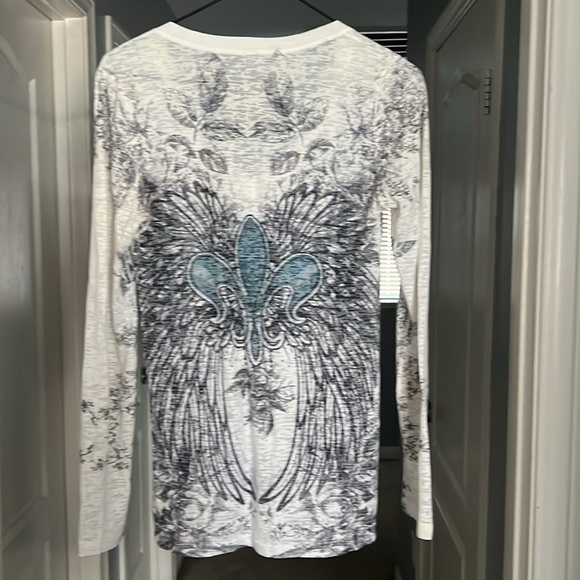 3 sheer tops, white, blue, and black - Picture 2 of 9